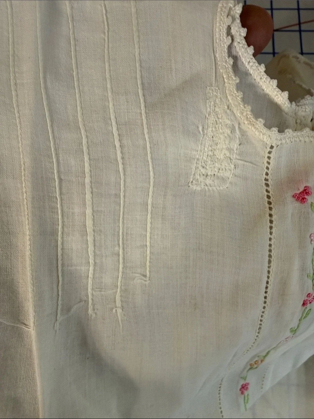 Antique 1920s Baby Shirt Hand Embroidered Batiste Heirloom Sewing Pintucks